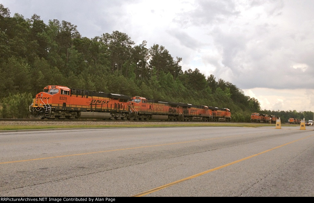 BNSF 8329 leads 4468, 7467, and 6555